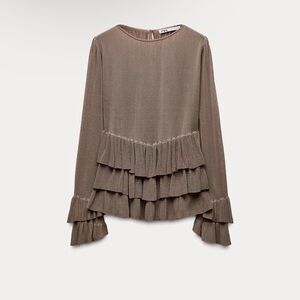 Zara ruffled thin knit sweater. Medium NWT